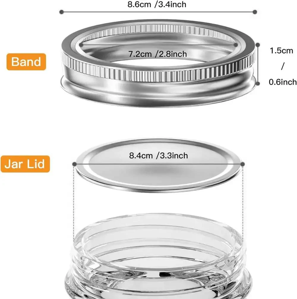 Canning Lids and Rings Set Food Grade Metal Wide Mouth for Ball Kerr Mason Jars